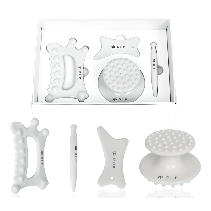 디프 프리미엄 세라믹 괄사 4종세트 두피 바디 승모근 경락마사지 한번에 4 in 1