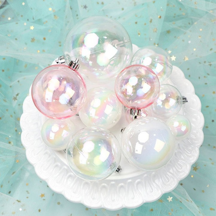 크리스마스 투명오로라 트리장식볼 오너먼트 18pcs 3Size