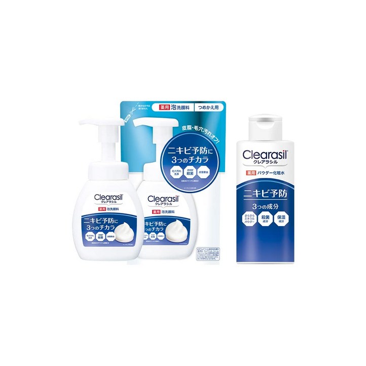 의약 부외품 클레어 라실 여드름 대책 약용 거품 세안 폼 10X 본체 200ml 리필 180ml 파우더 로션 10X 확실히 살균 120ml 여드름 화장수