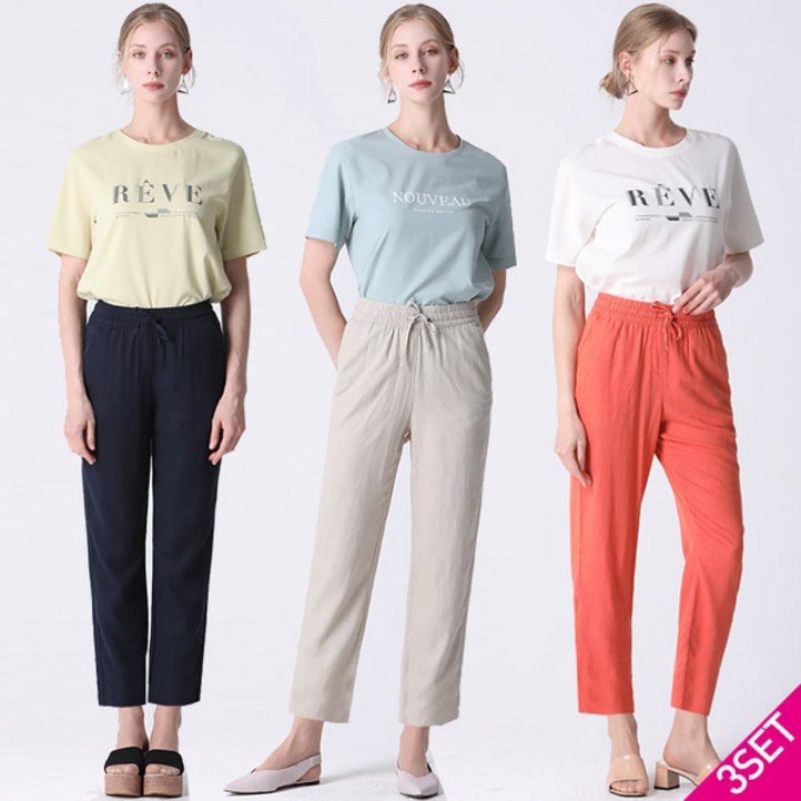3SET 홈쇼핑방송르오트LeOT 허리밴딩 쿨 린넨 롱팬츠 3종세트사이즈 4488