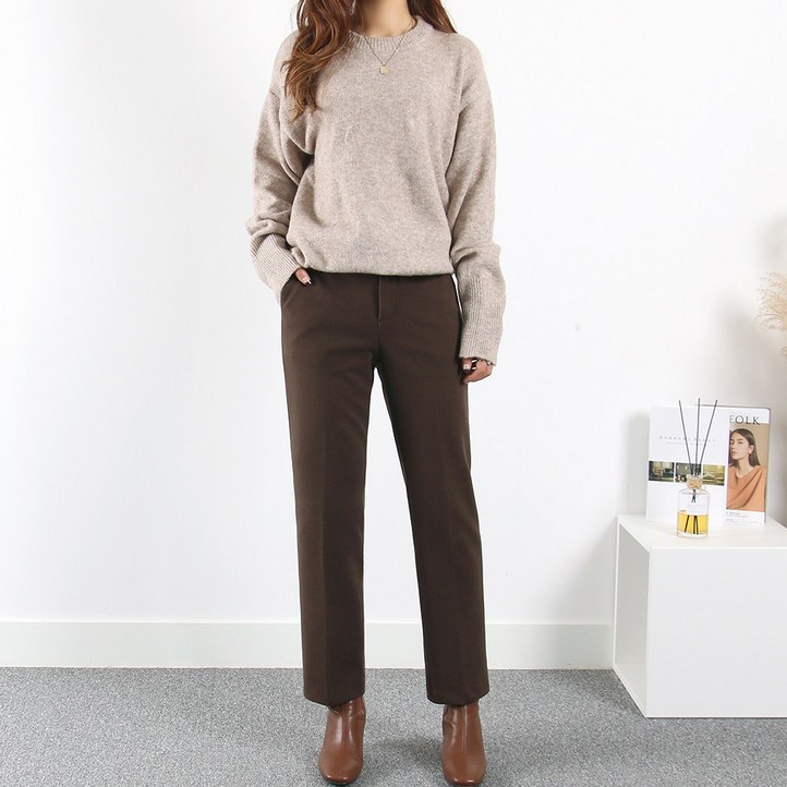 여성 겨울 기모바지 빅사이즈 뒷밴딩일반 선택 멜로이 기모팬츠 슬랙스