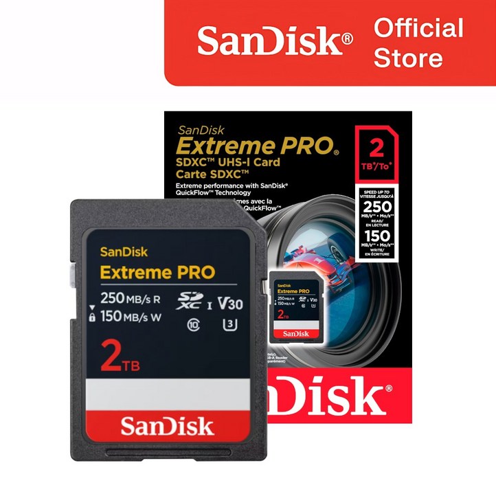 샌디스크 정품 SD 메모리카드 Extreme Pro 익스트림 프로 SDXC 평생보증 Lifetime Limited, 1개, 2TB 샌디스크 정품 SD 메모리카드 Extreme Pro 익스트림 프로 SDXC 평생보증 Lifetime Limited, 1개, 2TB