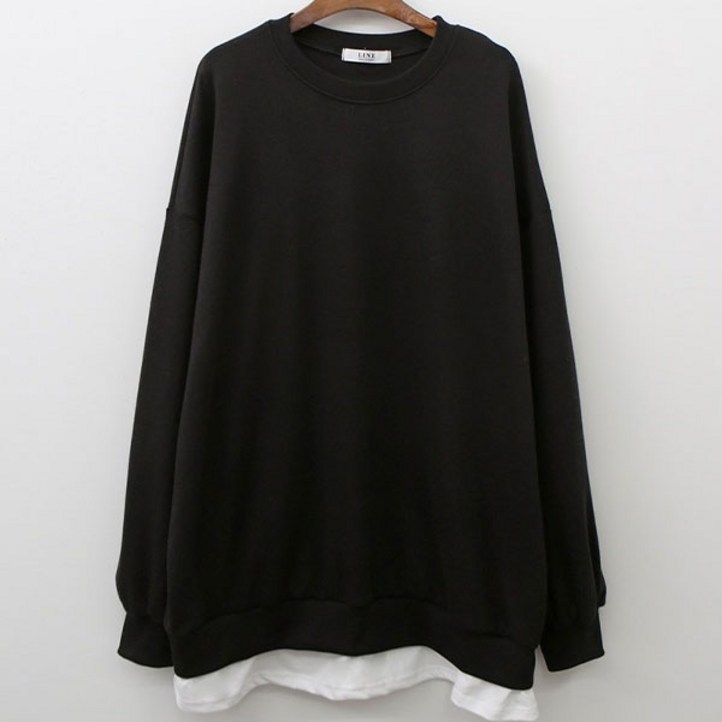 오버핏 맨투맨 레이어드 박스 티셔츠