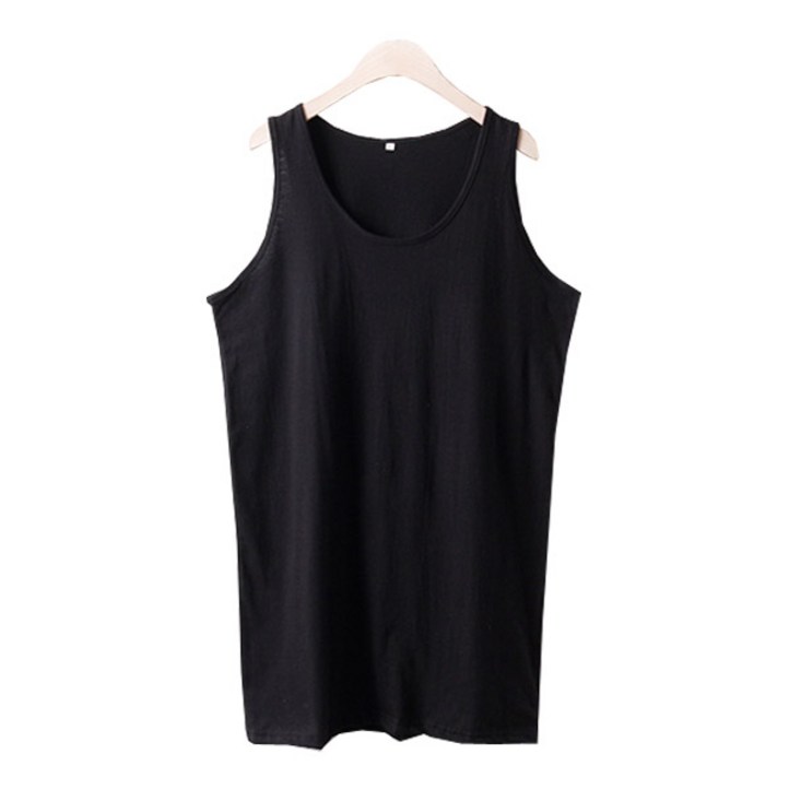 여성 데일리 기본 롱 나시티 면 빅사이즈 라운드 나시 루즈핏 66110