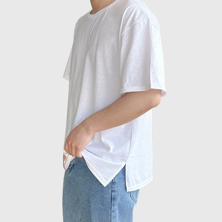 우모르 남녀공용 20수 옆트임 레이어드 티