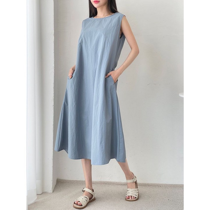 [티앤트리] 여성용 시원한 나시 스핀 롱원피스 3colors 데일리룩 데이트룩