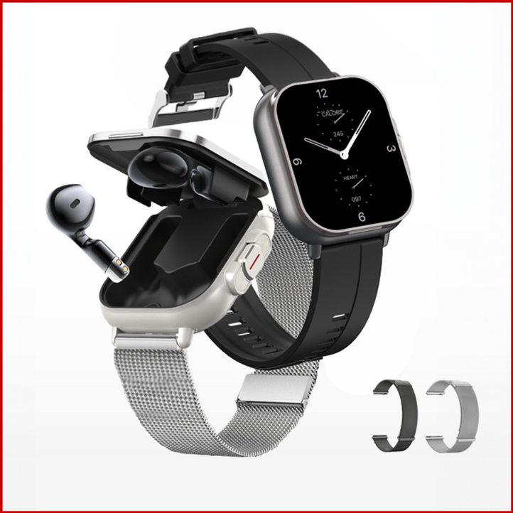 Cedcer 스마트워치 블루투스 이어폰 내장 TWS JR225  마그네틱 메탈 스트랩