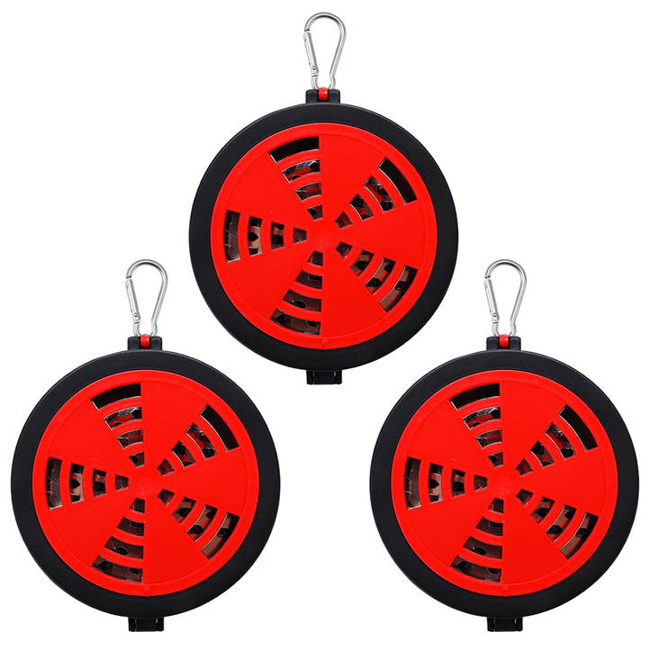 리브문 회전형 연기조절 모기향 케이스, 빨강, 3개