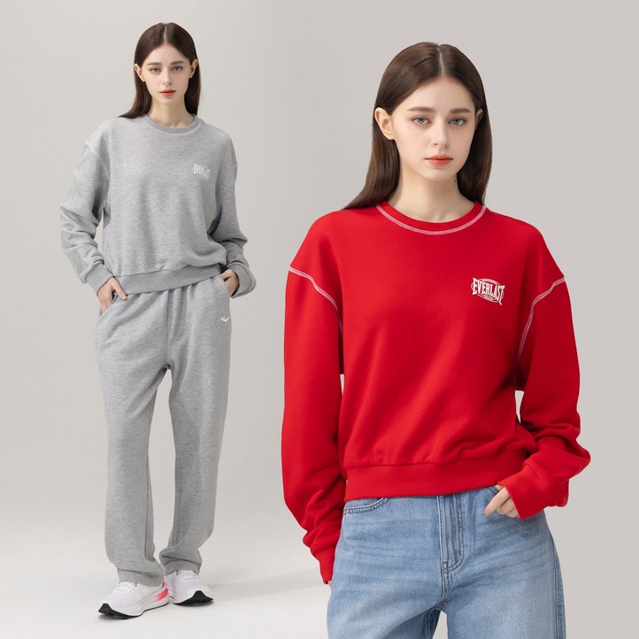 에버라스트 여성 미니쭈리 런닝복 세트 맨투맨  일자팬츠