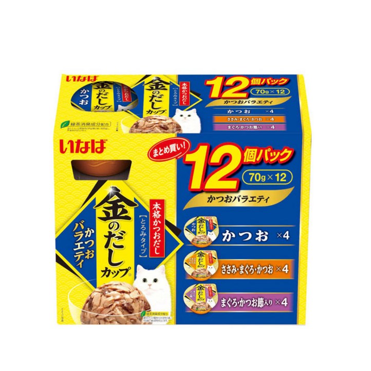 이나바 금빛육수 캔 70g 12개입 버라이어티 고양이간식 이나바 금빛육수 캔 70g 12개입 버라이어티 고양이간식