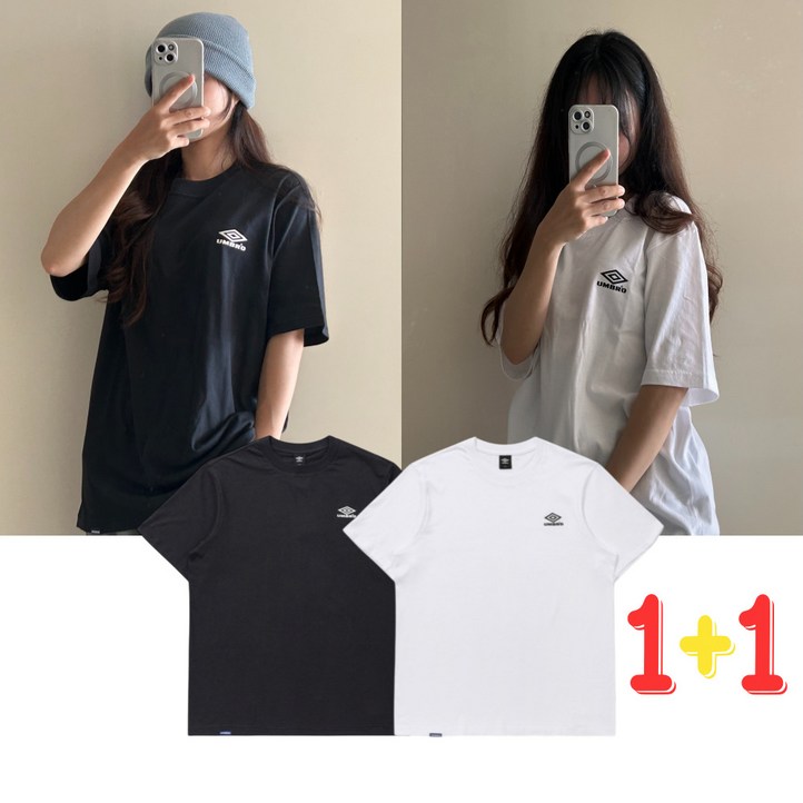 2PACK 엄브로 남녀공용 티셔츠 반팔티 반팔 쿨코튼 무지 로고 세미 오버핏 루즈핏 16수 2PACK 엄브로 남녀공용 티셔츠 반팔티 반팔 쿨코튼 무지 로고 세미 오버핏 루즈핏 16수