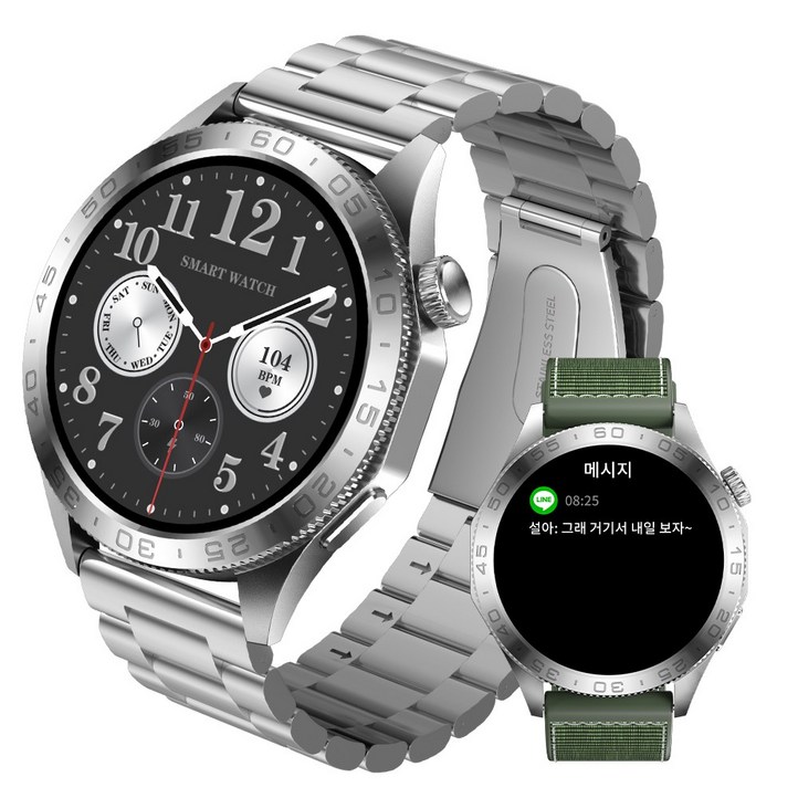 Wapik 스마트워치 ST20 블루투스 통화가능 AOD 웨어러블 GPS 한글판 1.43인치, GPS 블루투스, 3.6cm, 실버 Wapik 스마트워치 ST20 블루투스 통화가능 AOD 웨어러블 GPS 한글판 1.43인치, GPS 블루투스, 3.6cm, 실버