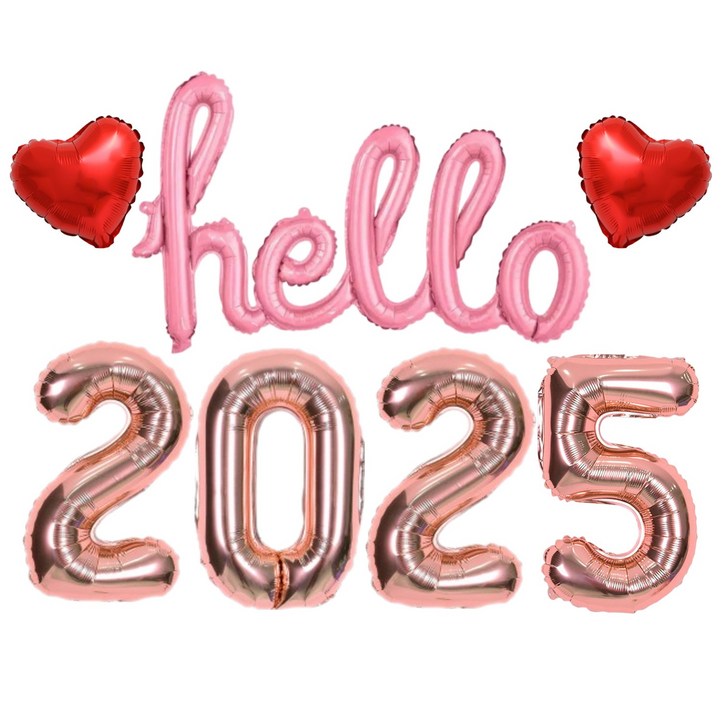 헬로 Hello 2025 새해 풍선세트 신년 파티 용품, 1개