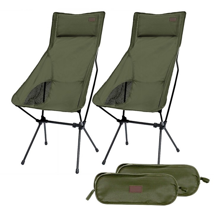캠핑의자 낚시 경량 롱 릴렉스 접이식 피크닉 체어 백패킹 캠핑용 휴대용 폴딩 미니 초경량 등산 로우 의자 11, 2개, 그린 하이