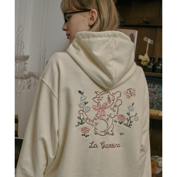 꼼파뇨 라가티나 자수 후드티 크림 7292236