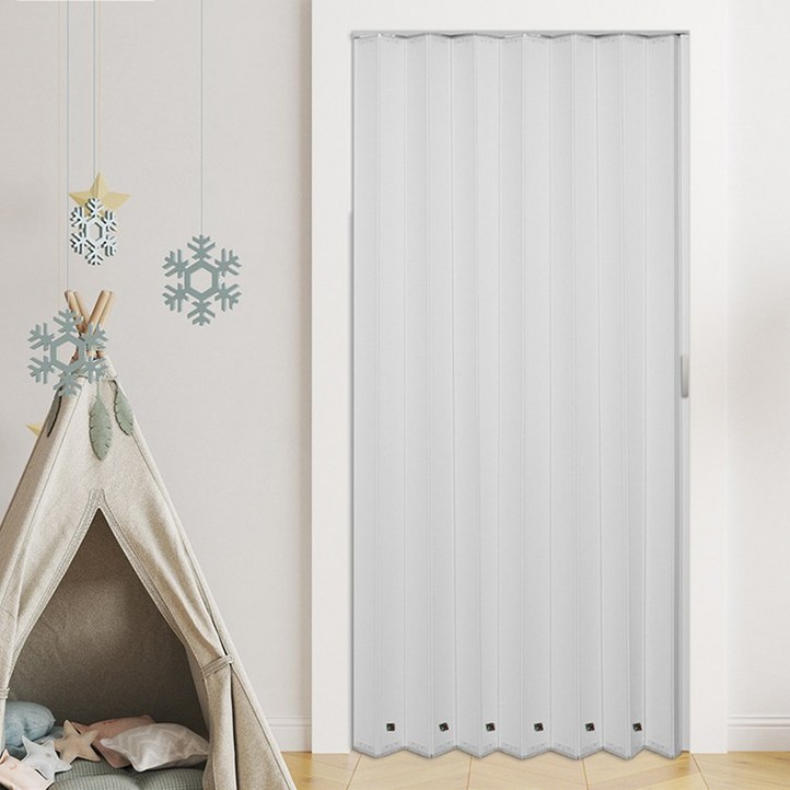 이케이몰 자바라 문 커튼 접이식 슬라이딩 홀딩 도어 방염 화이트 사이즈 선택 및 기재