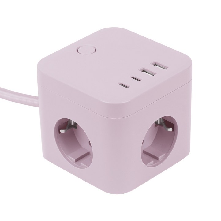 라이프썸 큐브 멀티탭 3구 4포트 USB C타입 1.8m LFSHA53 4종 택1, 1개, 라일락