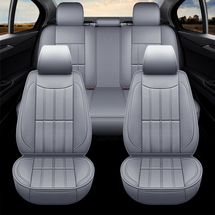 Novaseed 리무진시트커버, 통기 방수 방진, 합성 가죽 사계절용 자동차 시트커버, 대부분의 세단 및 SUV에 적합, Gray, 1세트