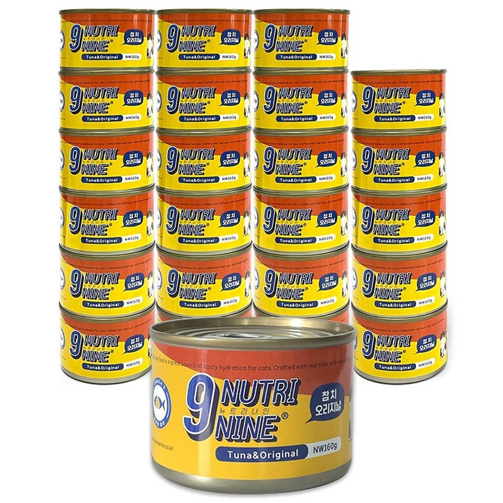 순수참치 뉴트리나인 참치 오리지날 160g 24개 고양이캔 습식사료 캔 길고양이 간식 통조림 고양이밥 고양이먹이, 참치 오리지날, 160g, 24개