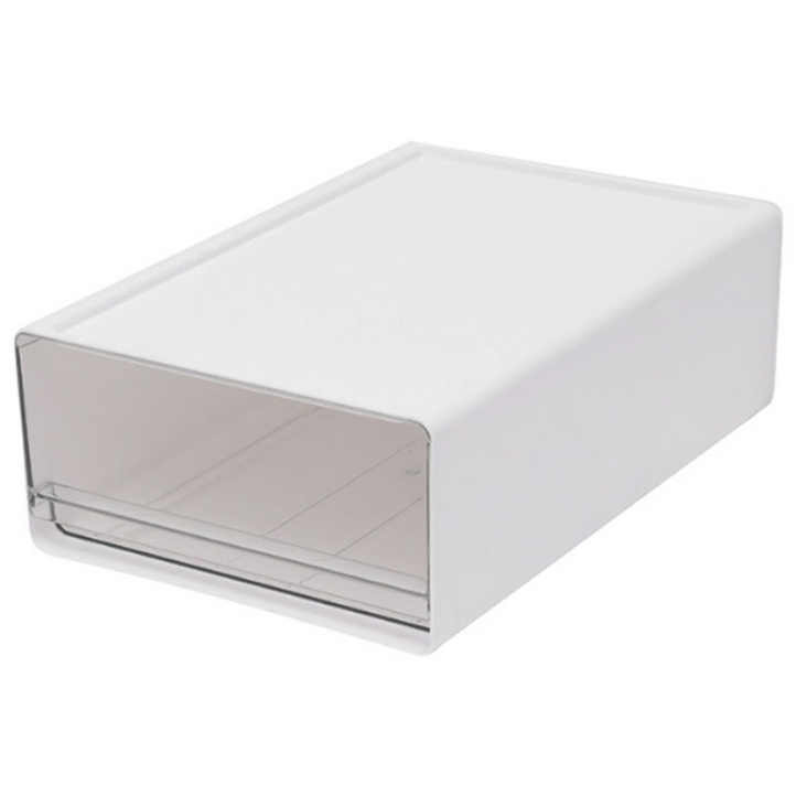 적층식 투명 정리서랍 와이드형 다용도 팬트리 정리함 수납함 수납정리함 슬라이딩 서랍장 약통, 화이트, 2개