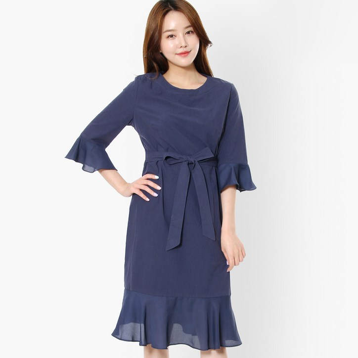 르샵 르샵 러플 뒷 리본 라운드 원피스 LI6OP570 79385
