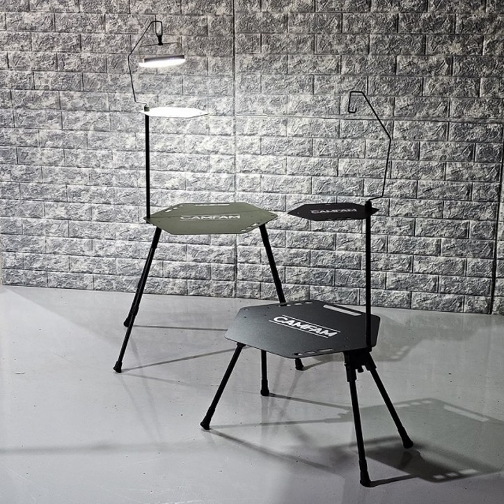 캠팸 허니콤 2단 캠핑테이블 캠핑 알루미늄 헥사 육각 테이블 풀세트, 블랙
