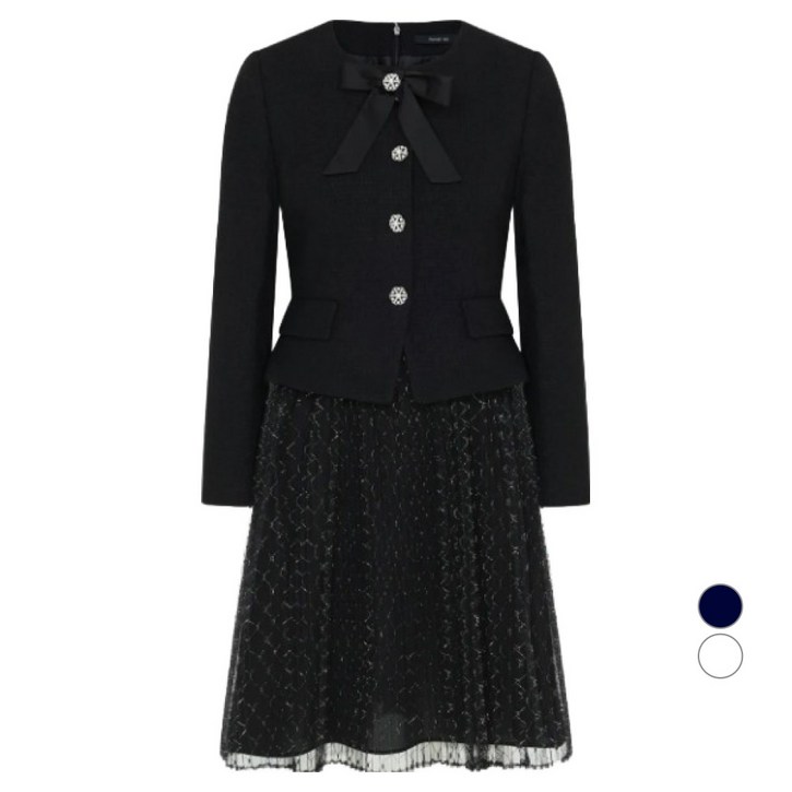 케네스레이디 여성용 트위드 탑 리본 원피스