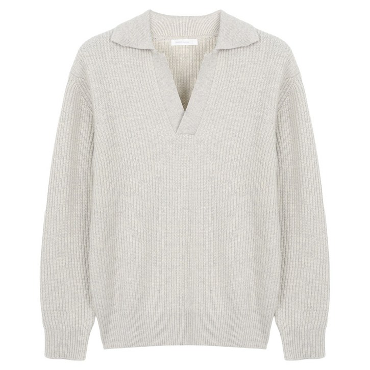 바쏘옴므 남성용 울 블렌드 캐주얼 오픈 카라 니트 WSX3WT86A