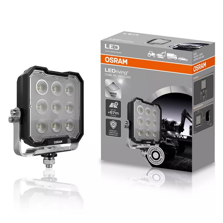 오스람 차량용 12V 24V LED 써치라이트 작업등 사각 확산형 LEDWL108-WD, 1개