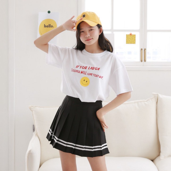 나나주니 라운드넥 JT스마일레터 반팔 티셔츠