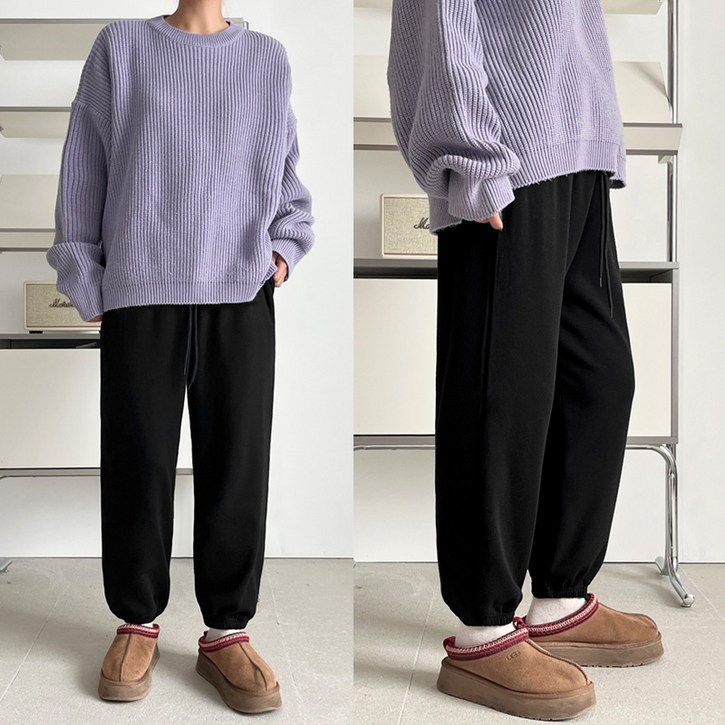 퍼스트클로 여성용 가볍고 따뜻한 융털 조거팬츠 겨울 기모 포근 보온 밴딩 빅사이즈 트레이닝 바지