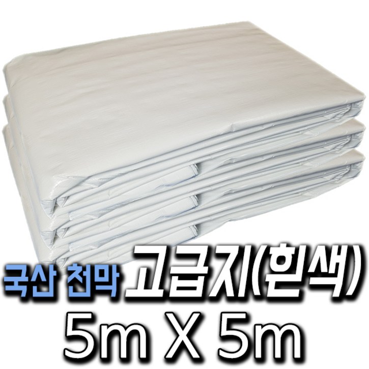 한국조달산업 PVC 타포린 바람 막이 방수 천막 옥상 천막천 천막사 캠핑, 고급지(흰색) : 5m X 5m, 1개