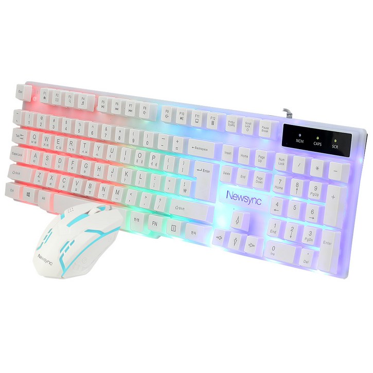 비트엠 RGB 게이밍 키보드 마우스 세트, BITKWT10, 화이트, 일반형