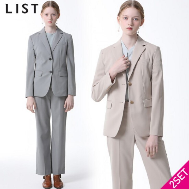 2SET 리스트 투버튼 재킷솔리드 팬츠 여름정장 2종세트 416465