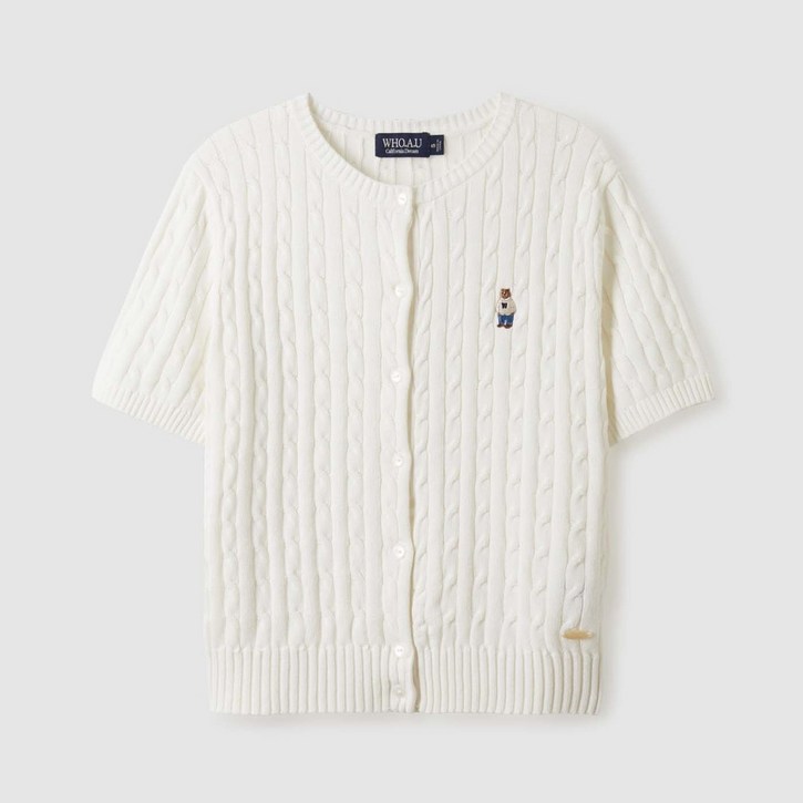 후아유 여성 Steve Round neck Short Sleeve Cardigan WHCKE2401F