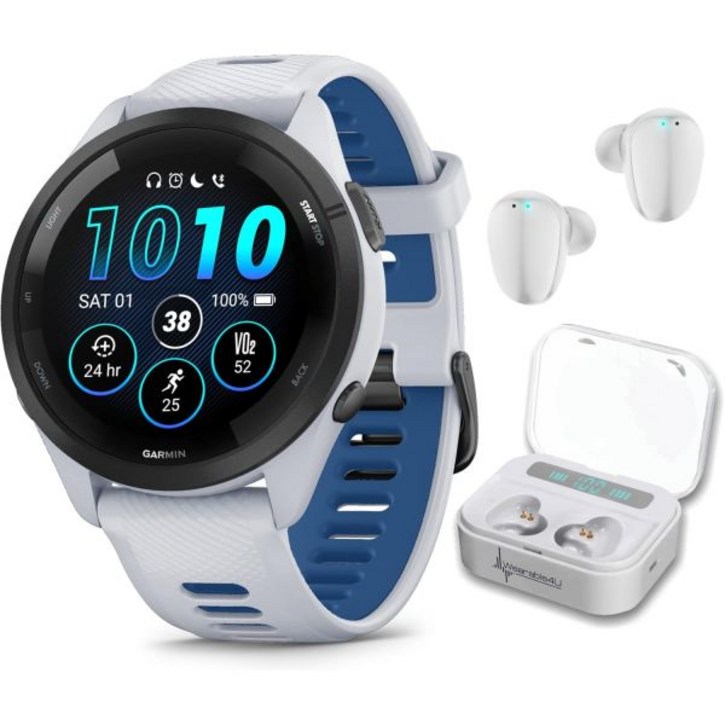 웨어러블4U - 가민 포러너 965 프리미엄 GPS 러닝 및 트라이애슬론 47mm 스마트워치 AMOLED 터치스크린 디스플레이 카본 그레이 DLC 티타늄 베젤 블랙 실리콘 밴드