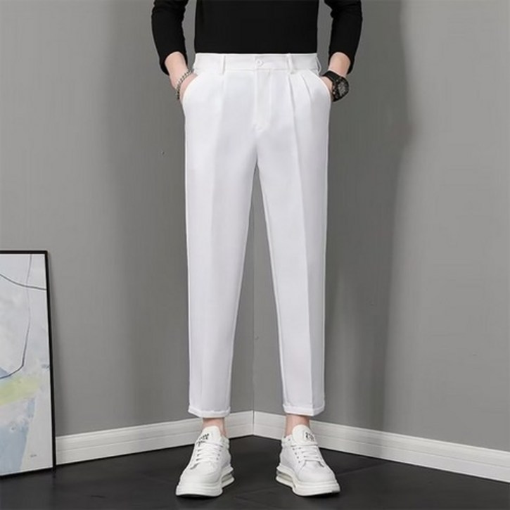 PU_슬림 배기핏 투턱 슬랙스