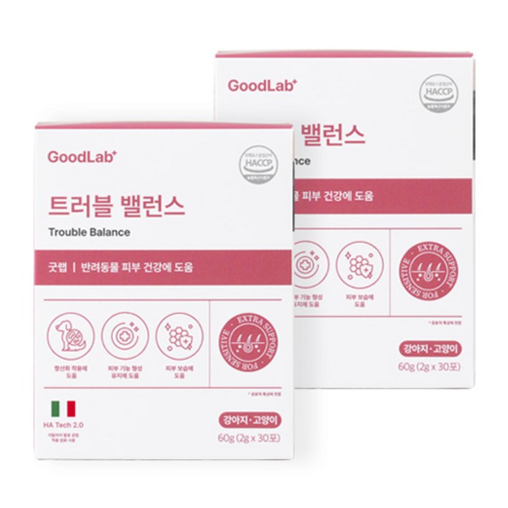 펫펫펫 강아지 고양이 피부 영양제 굿랩 30p, 피부피모, 60g, 2개