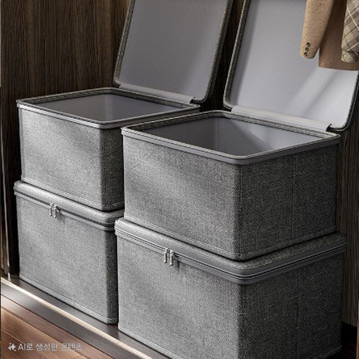 레디박스 대용량 손상 걱정없는 지퍼 커버형 다용도 수납 이불 의류 옷 정리함, 2개, 딥그레이