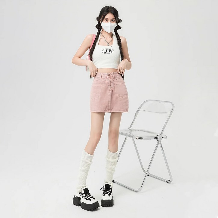 ANYOU 여름 여성 미니 스커트 데님 짧은 치마