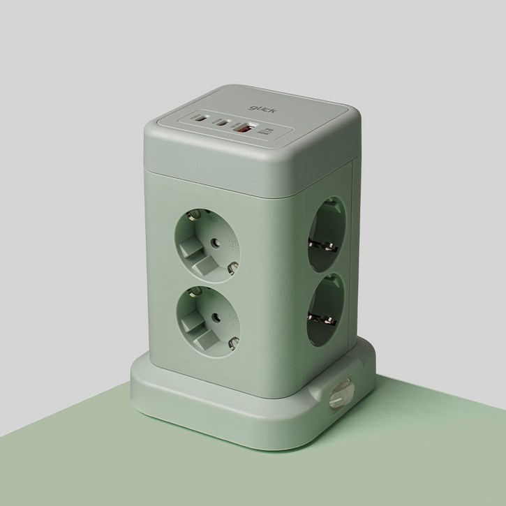 지클릭커 타워 8구 고용량 4000W USB 멀티탭 NP708PD 그린