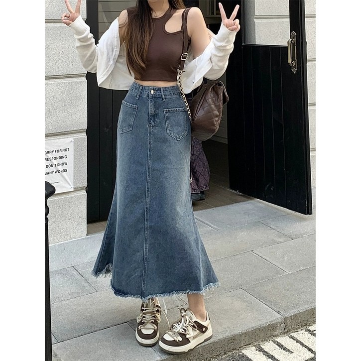 당일발송포켓부자 청스커트 머메이드 롱스커트