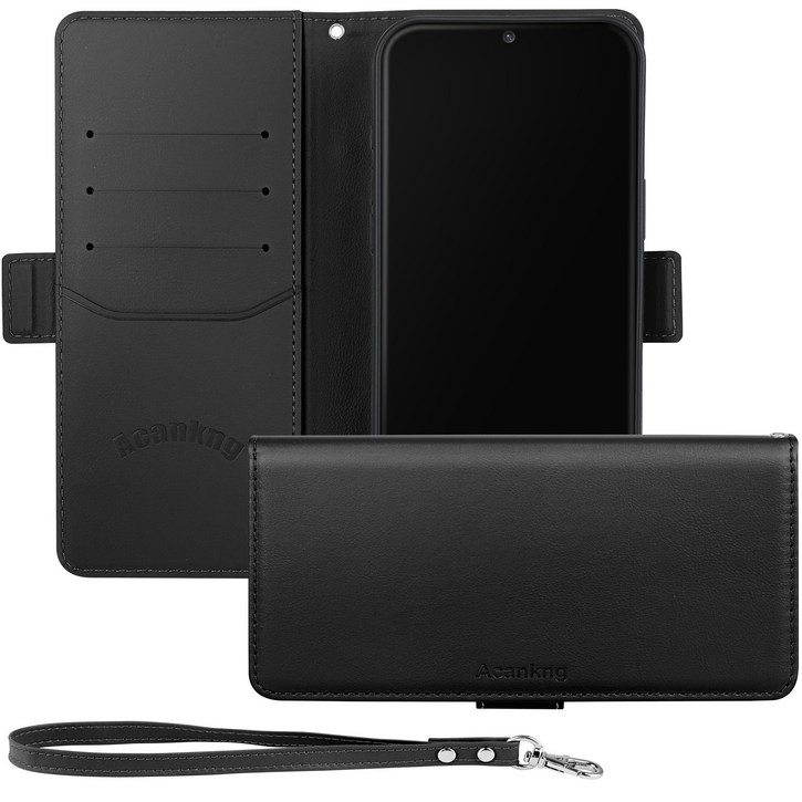 아칸크 가죽 다이어리 지갑 케이스+핸드 스트랩 세트 갤럭시S23(SM-S911)
