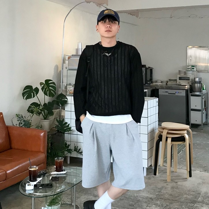 남여공용 버뮤다 밴딩 반바지 와이드 스웻 쇼츠 세탁후 변형 물빠짐 없음 코마사60수 선착순 오버핏티셔츠 선착순20명