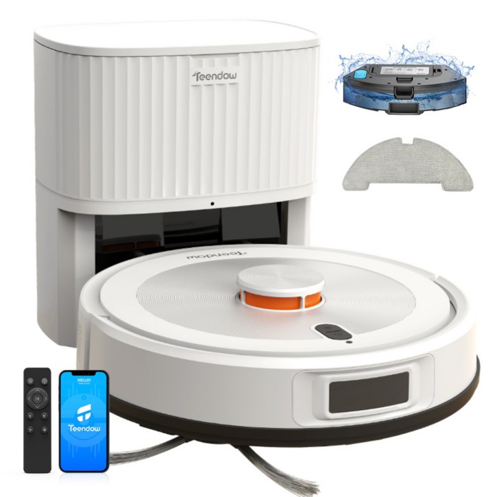틴도우 고성능 LDS센서 물걸레 먼지비움 로봇청소기 전용앱연동 매핑기능제한 구역 설정, 화이트, D10S Max