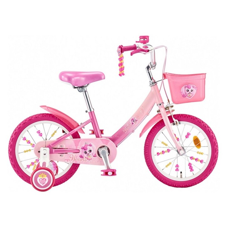 2026 삼천리 16인치 티니핑 하츄핑 네발자전거, 1개, 111cm, 핑크