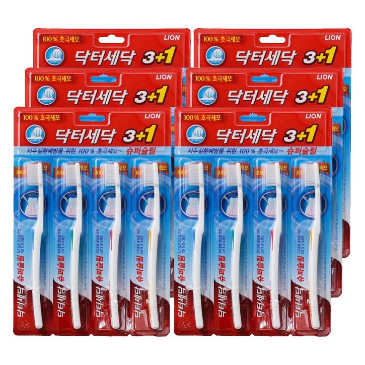 CJ라이온 닥터세닥 슈퍼슬림 칫솔 4입 극세모
