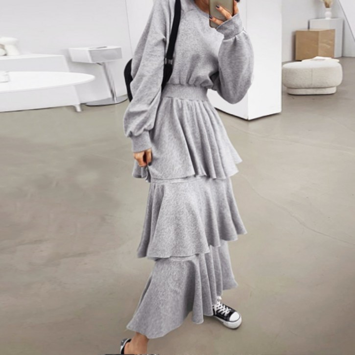 떳다그녀 포이븐 캉캉 롱 원피스 (기모, 쭈리)