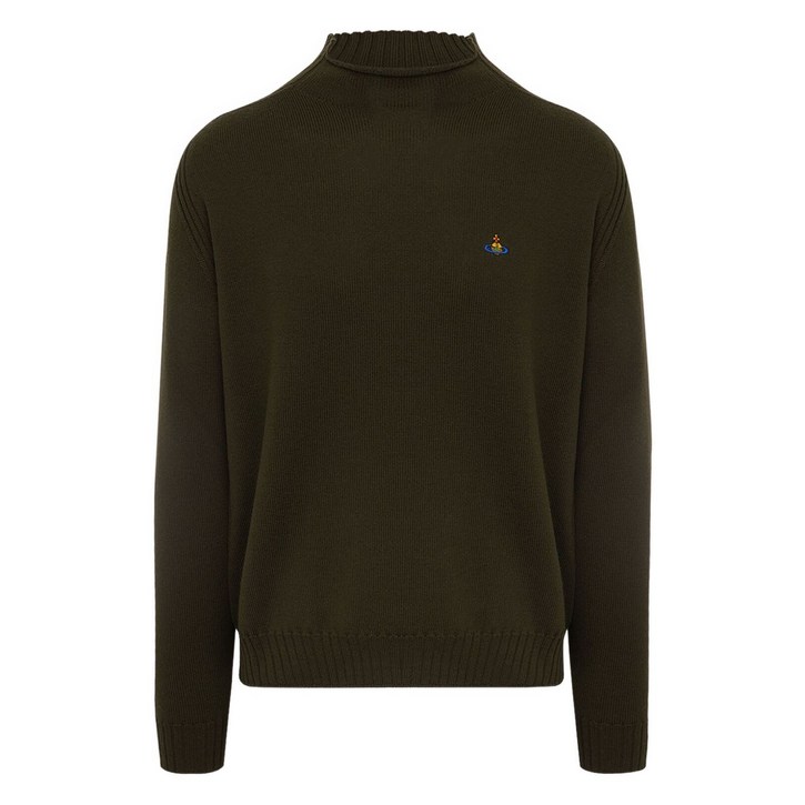 비비안웨스트우드 모크 넥 구체 자수 울 스웨터