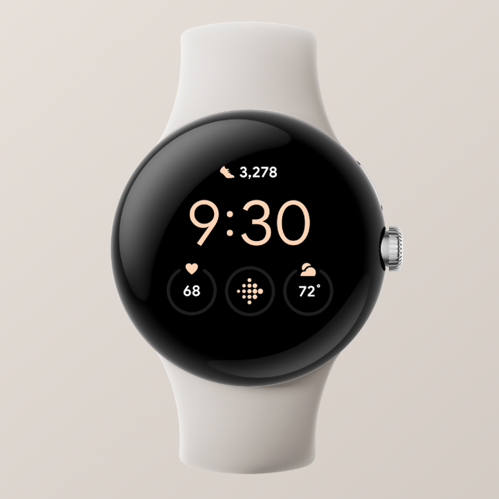 Google Pixel Watch 핏빗 Fitbit 건강 피트니스 레벨업 스마트 워치 Chalk Polished Silver Bluetooth® / Wi-Fi